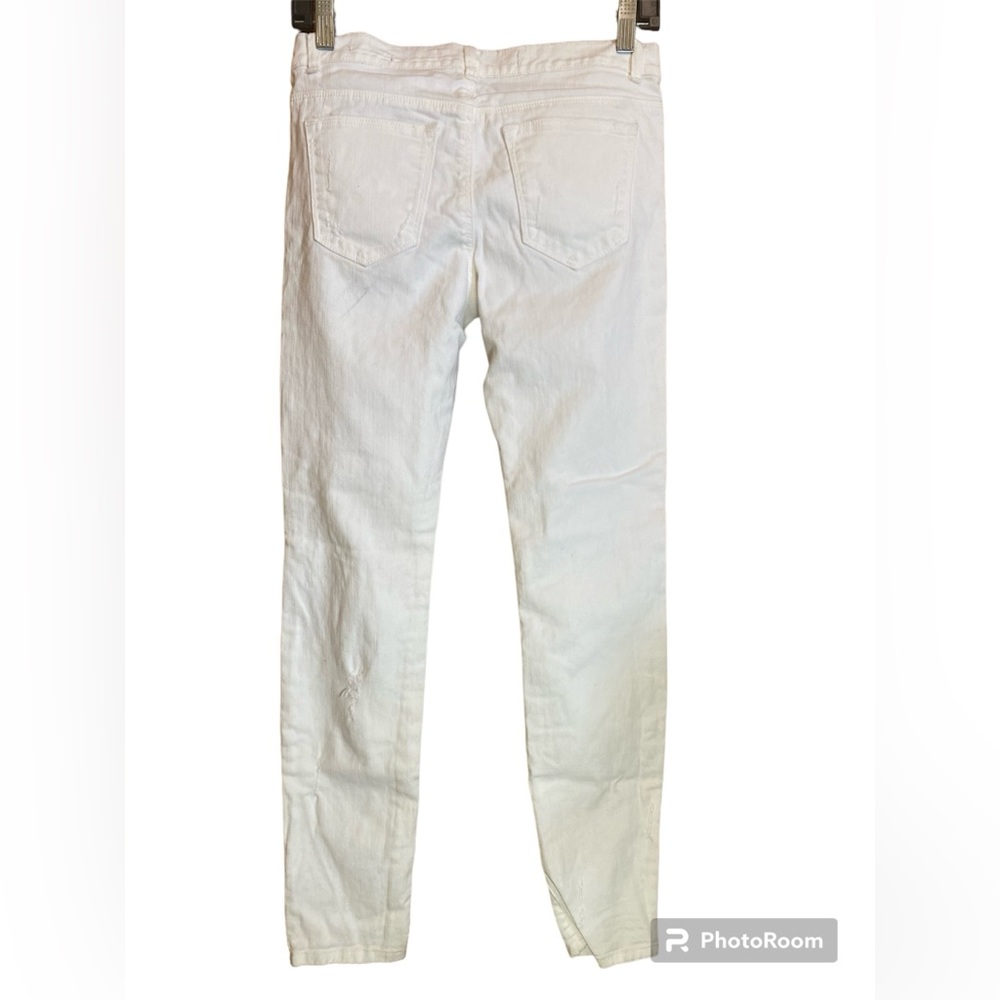 Zara White Ripped Distressed Jeans Denim Skinny Size 2 High Rise. - Picture 2 of 13